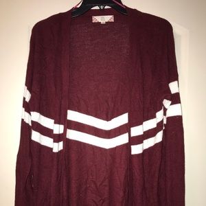 Maroon and White Cardigan